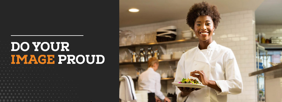 Woman in chef coat